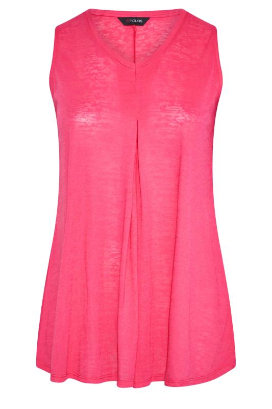 Plus Size Hot Pink Burnout Pleat Vest Top | Yours Clothing 5