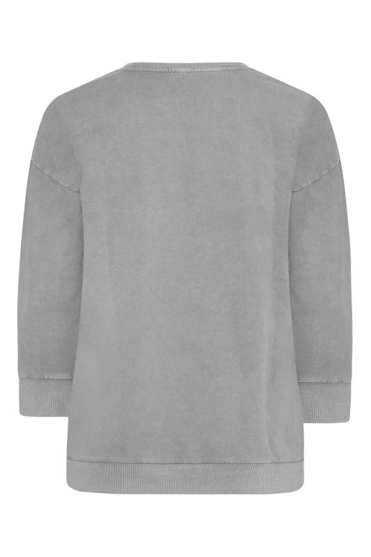 Curve Grey Embroidered Floral Print Sweatshirt 7