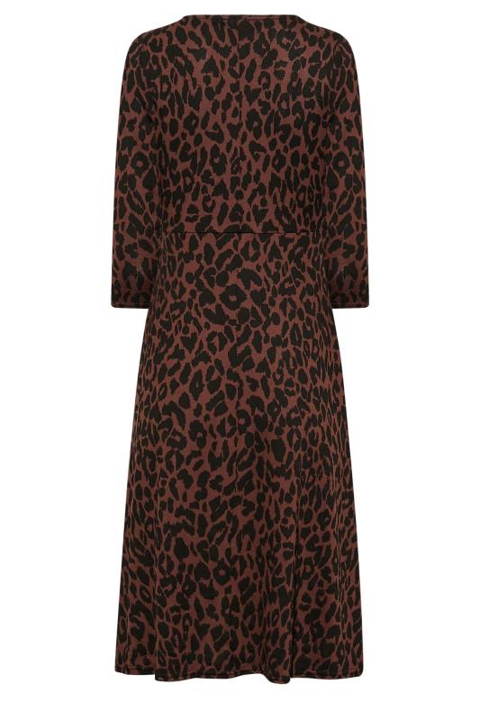 Petite Brown Leopard Print Midi Dress | PixieGirl 7
