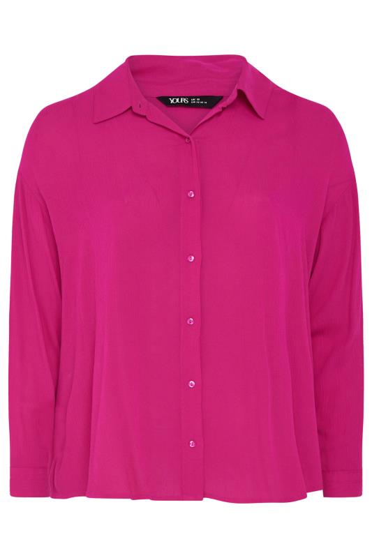 YOURS Plus Size Pink Magenta Crinkle Beach Shirt | Yours Clothing 6