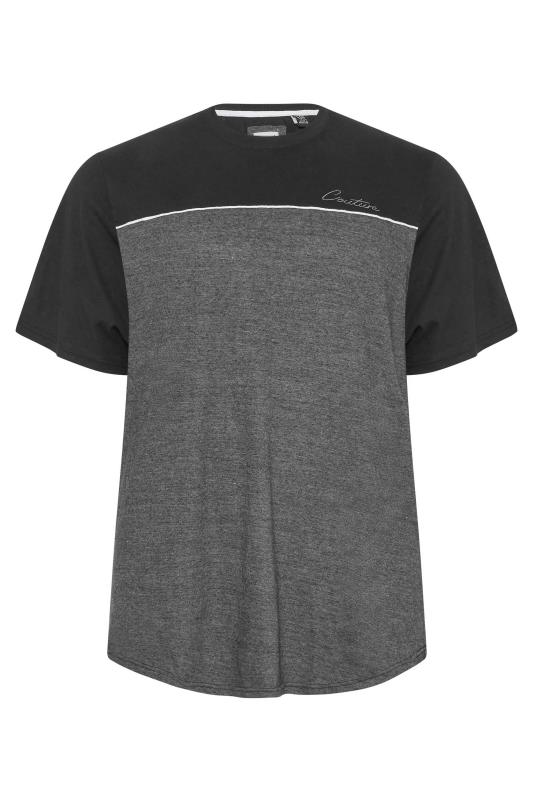 D555 Big & Tall Charcoal Grey 'Couture' Slogan Colour Block T-Shirt 2