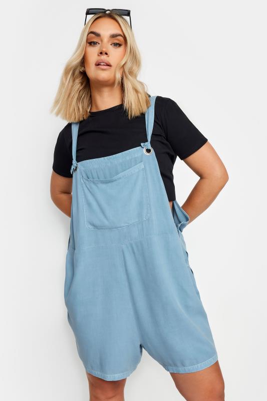 LIMITED COLLECTION Plus Size Blue Chambray Dungarees | Yours Clothing 2
