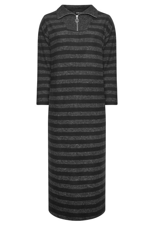 YOURS LUXURY Plus Size Black Stripe Print Soft Touch Jumper Dress | Yours Clothing 7