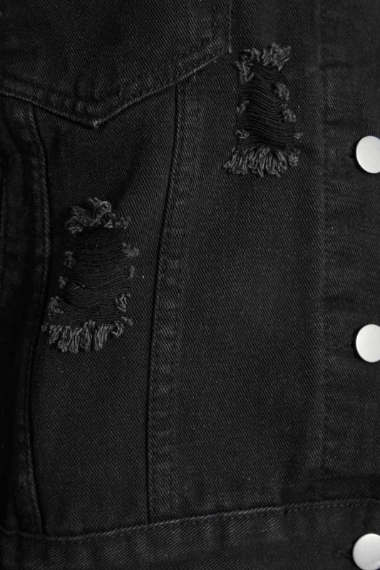 Petite Black Distressed Denim Jacket | PixieGirl  5