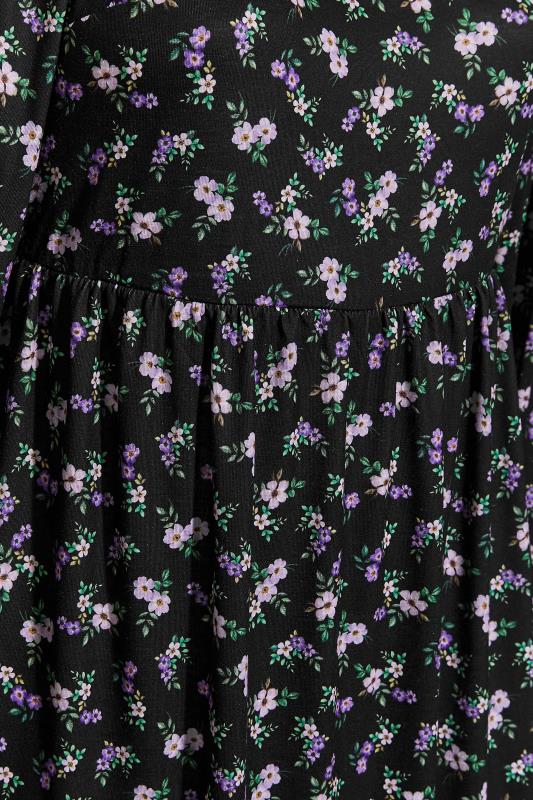 LIMITED COLLECTION Curve Black & Purple Ditsy Print Smock Dress 5