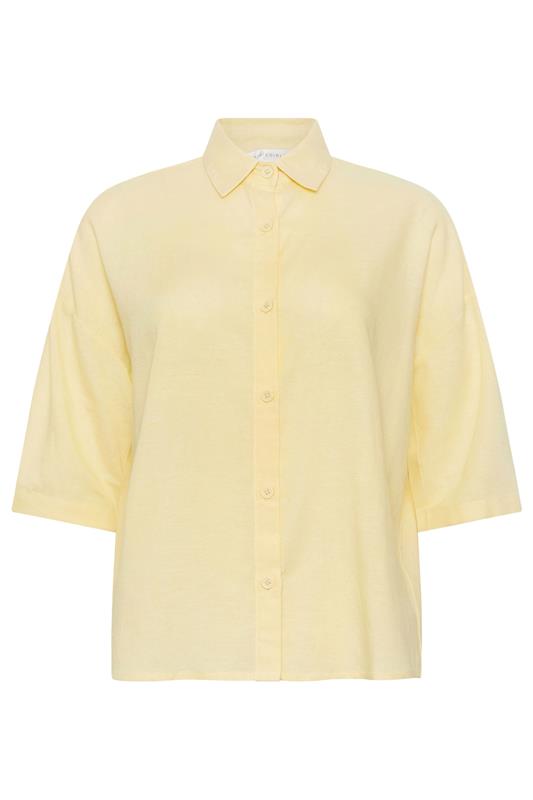 PixieGirl Petite Women's Yellow Short Sleeve Linen Shirt | PixieGirl 5