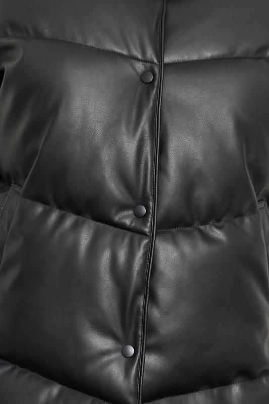 YOURS Plus Size Curve Black Faux Leather Puffer Jacket | Yours Clothing  5