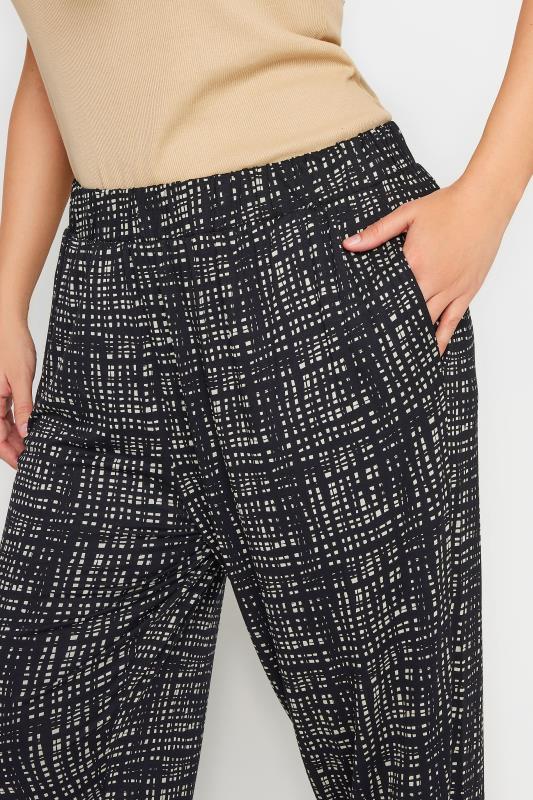YOURS Plus Size Black Cropped Stripe Print Harem Joggers | Yours Clothing 4