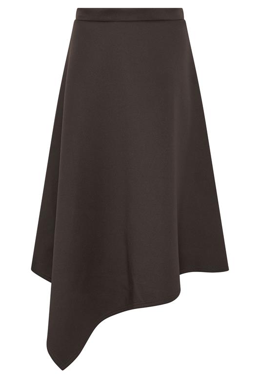 PixieGirl Petite Women's Chocolate Brown Asymmetric Hem Midi Skirt | PixieGirl 5
