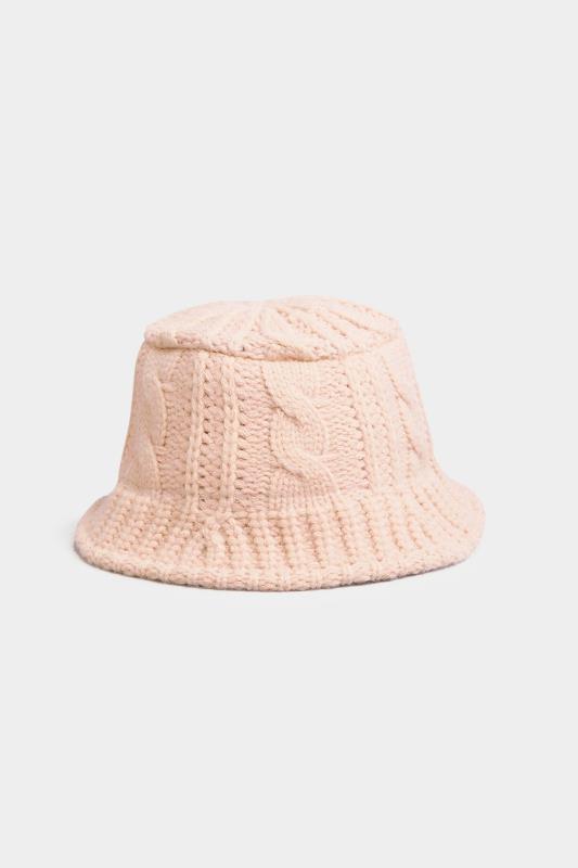 Plus Size Pink Cable Knit Bucket Hat | Yours Clothing 2