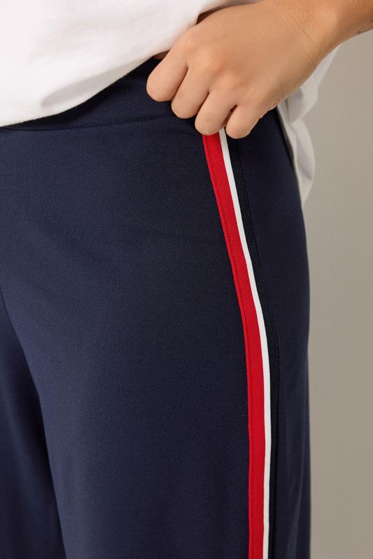 M&Co Petite Navy Blue Side Stripe Trousers | M&Co 4