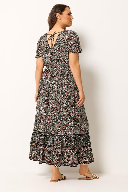 YOURS Plus Size Black Ditsy Floral Border Detail Dress | Yours Clothing 4