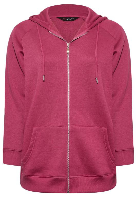 Plus Size Pink Raglan Zip Through Hoodie | Yours Clothing 6