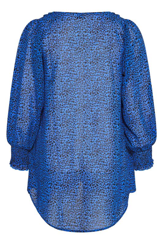 YOURS LONDON Royal Blue Leopard Print Chiffon Shirt 7