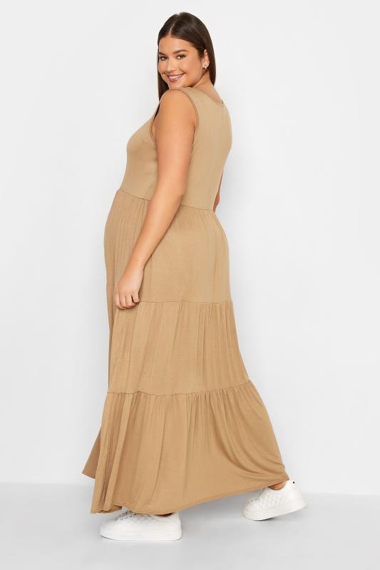 LTS Maternity Camel Brown Tiered Maxi Dress | Long Tall Sally  3