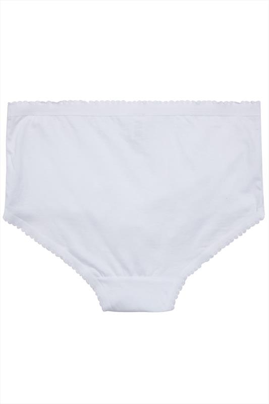 5 PACK Curve White Cotton High Waisted Full Briefs | Yours Clothing 2