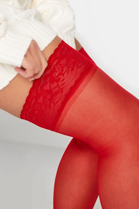 Red Lace Stockings | Yours Clothing 2