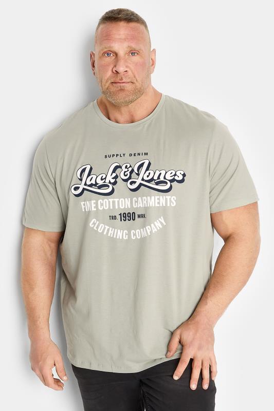 JACK & JONES Big & Tall Green Printed Crew Neck T-Shirt | BadRhino 1