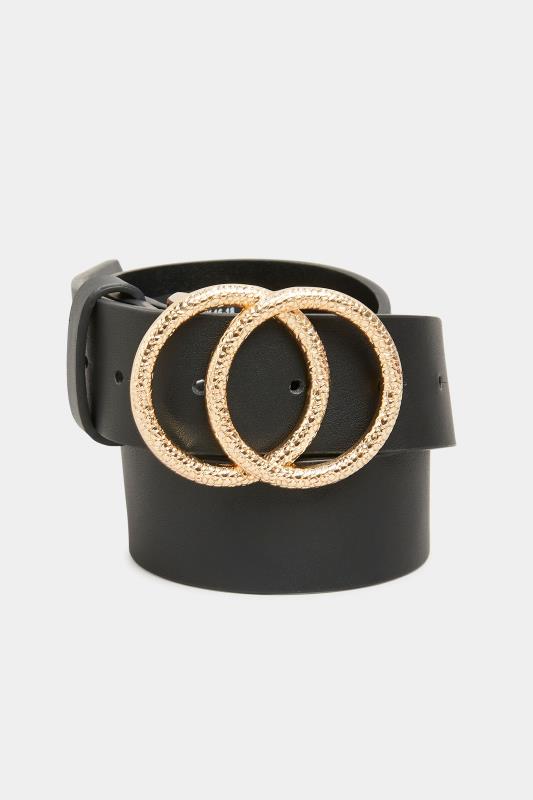 Black Double Circle Textured Belt | Yours Clothing 2