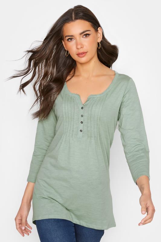 Tall  LTS MADE FOR GOOD Tall Sage Green Henley Top