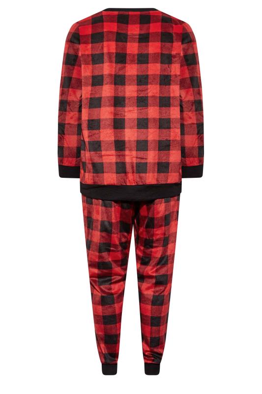 Plus Size Black & Red Check Print Fleece Lounge Set | Yours Clothing 8