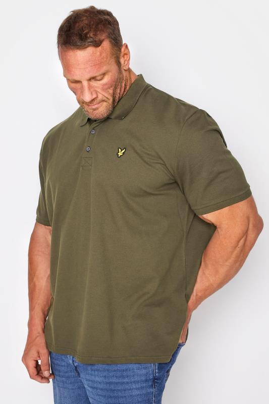 Men's  LYLE & SCOTT Big & Tall Khaki Green Logo Polo Shirt