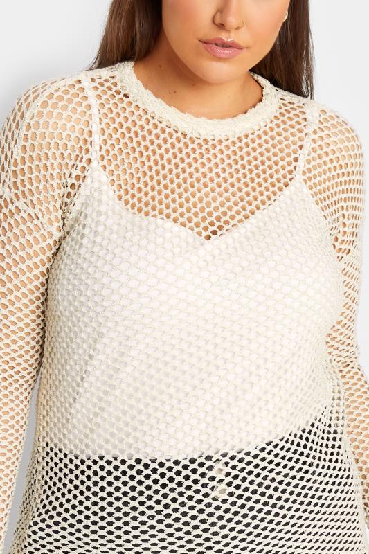 YOURS LUXURY Plus Size Curve White Open Knit Jumper | Yours Clothing  5