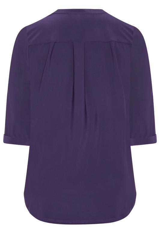 YOURS Curve Plus Size Purple Half Placket Shirt | Yours Clothing  7