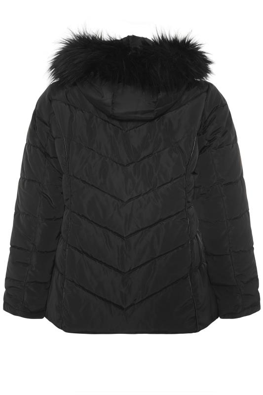 Black PU Faux Fur Trim Panelled Puffer Jacket_BK.jpg