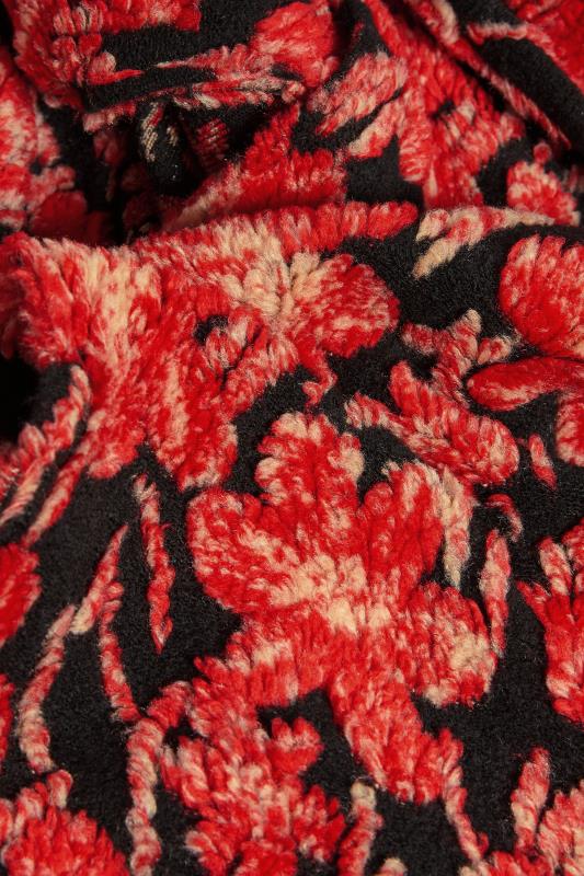 YOURS LUXURY Plus Size Red Floral Print Fleece Jacket | Yours Clothing 9
