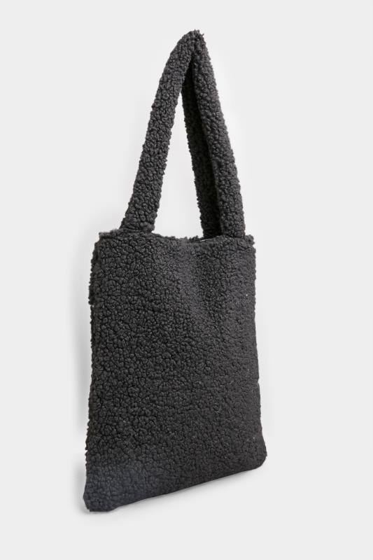 Black Shearling Teddy Tote Bag | Yours Clothing 3