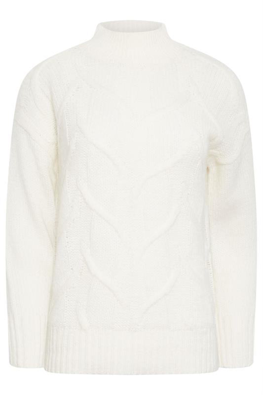 Petite Ivory White High Neck Cable Knit Jumper | PixieGirl 6