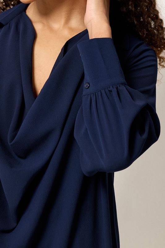 M&Co Navy Blue Drape Front Blouse | M&Co 4