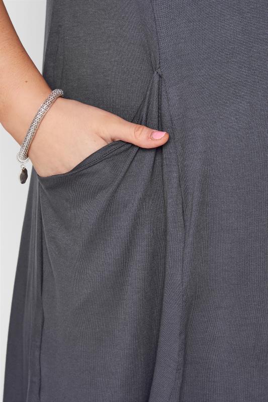Charcoal Grey Drape Pocket Midi Dress_D.jpg