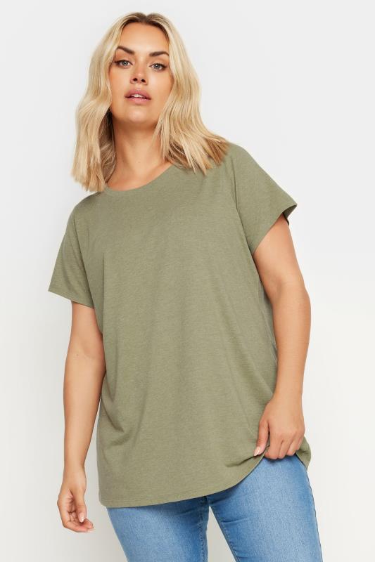 YOURS Plus Size Green Short Sleeve T-Shirt | Yours Clothing 1