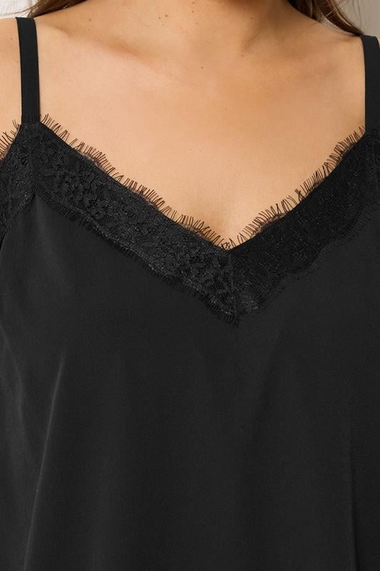 YOURS Plus Size Black Lace Insert Cami Vest Top | Yours Clothing 4