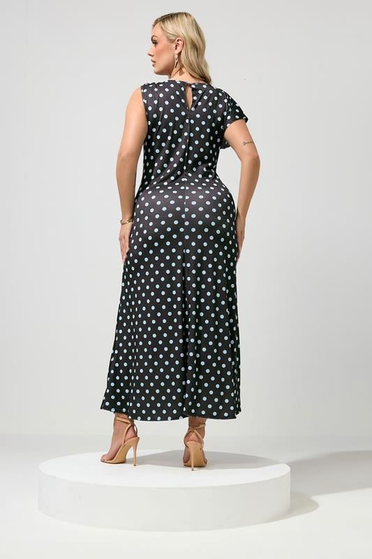 YOURS LONDON Plus Size Chocolate Brown Polka Dot Buckle Detail Dress | Yours Clothing 4