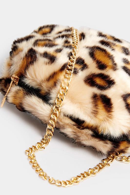 Natural Brown Leopard Print Faux Fur Circle Bag 4