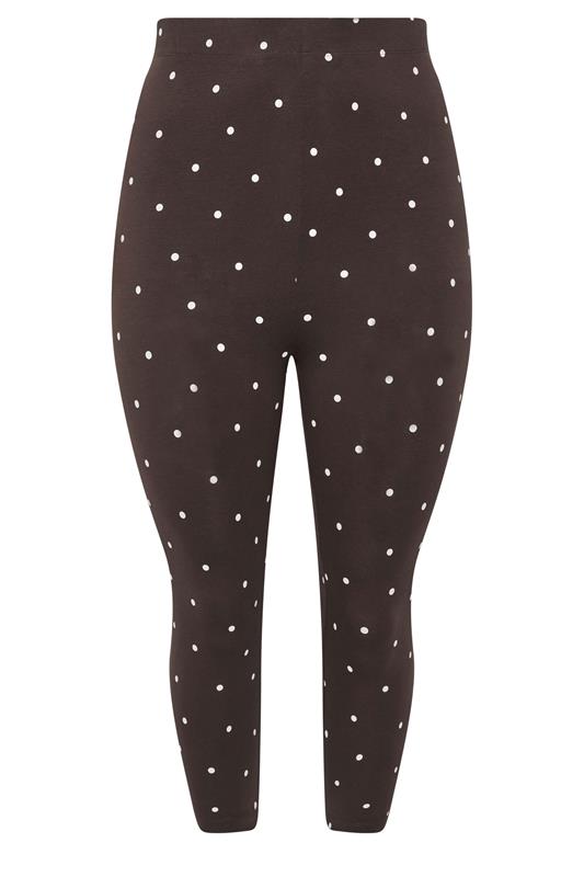  YOURS chocoladebruine cropped leggings met stippen