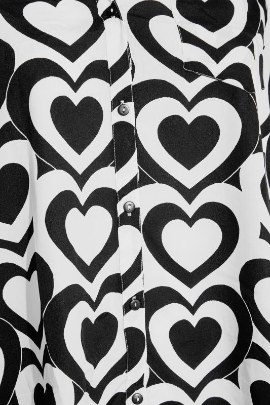 LIMITED COLLECTION Plus Size White & Black Retro Heart Print Shirt | Yours Clothing 5