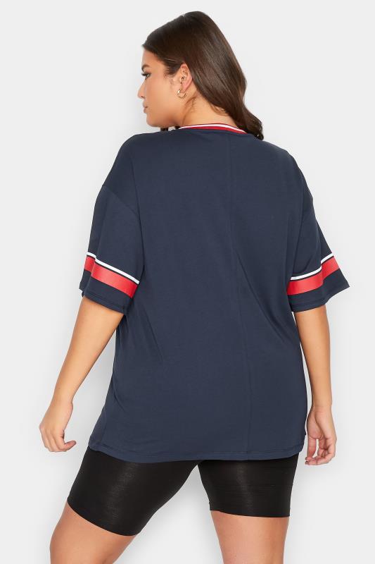 Longline Baseball T-Shirt Sky Blue-Navy Blue