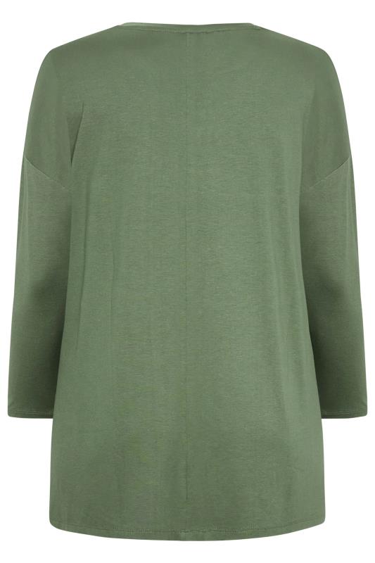 YOURS Plus Size Khaki Green Side Split Oversized T-Shirt | Yours Clothing  7