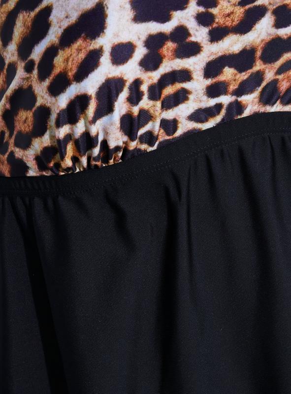 Plus Size Black Leopard Print Hanky Hem Tankini Top | Yours Clothing 8