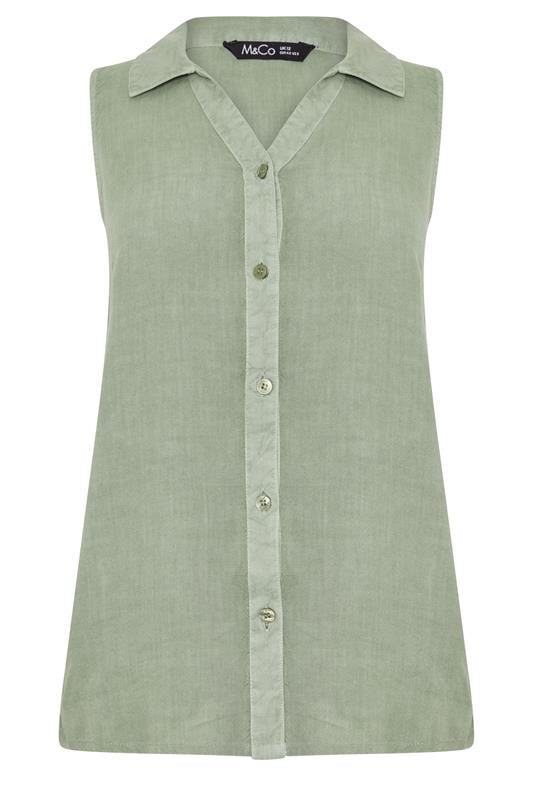 M&Co Sage Green Sleeveless Collared Shirt | M&Co 5