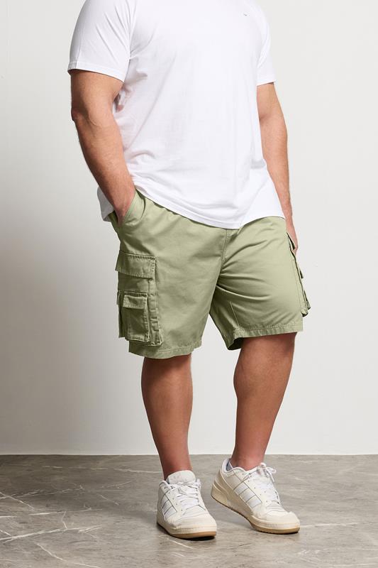 BadRhino Big & Tall Light Green Acid Washed Cargo Shorts | BadRhino 1