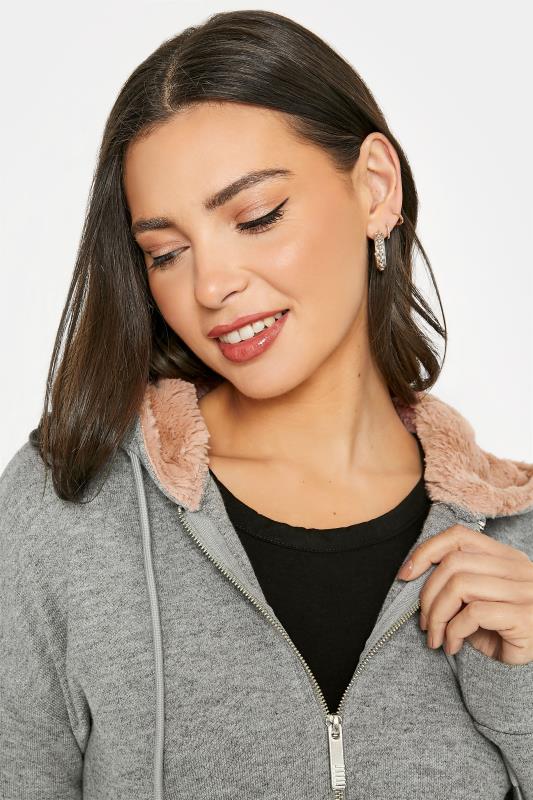 Tall Women's LTS Charcoal Grey Faux Fur Soft Touch Hoodie | Long Tall Sally 4