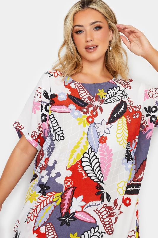 YOURS Plus Size White Mixed Floral Tunic Dress | Yours Clothing 4