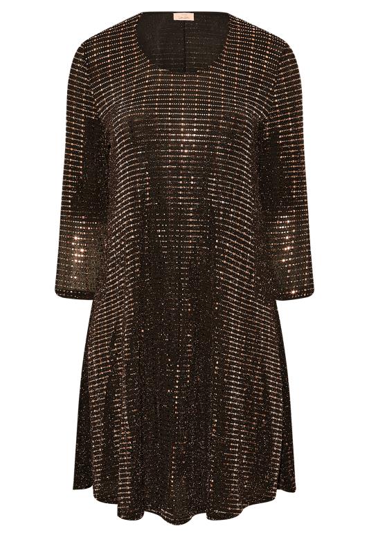 YOURS LONDON Plus Size Black & Gold Metallic Swing Dress | Yours Clothing 6