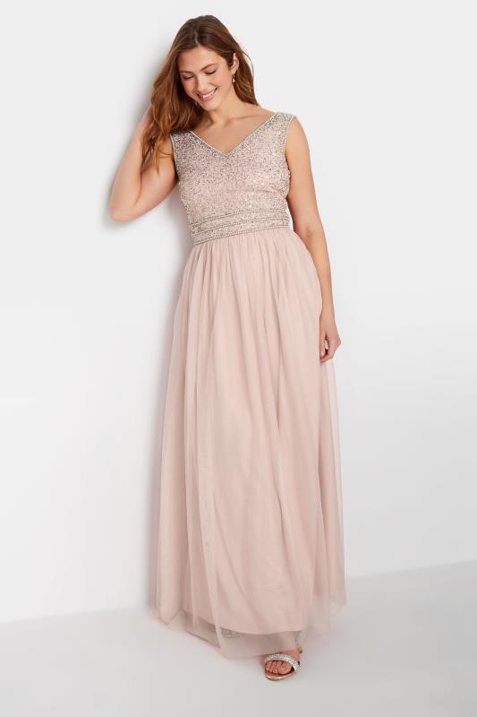 LTS Tall Women's Blush Pink Sequin Hand Embellished Maxi Dress | Long Tall Sally 2