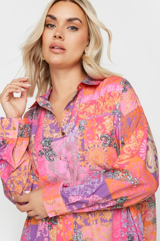 LIMITED COLLECTION Pink Scarf Print Boyfriend Shirt | Yours Clothing  1